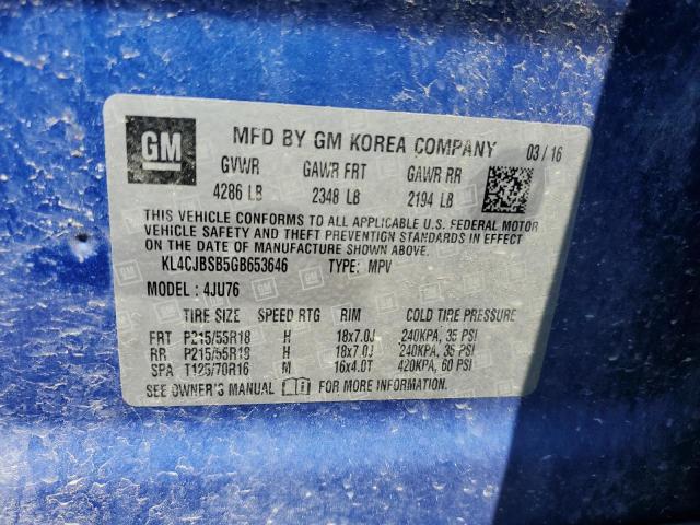 KL4CJBSB5GB653646 - 2016 BUICK ENCORE CONVENIENCE 蓝色 照片 13