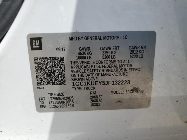 1GC1KUEY5JF132223 - 2018 CHEVROLET SILVERADO K2500 HEAVY DUTY WHITE photo 12