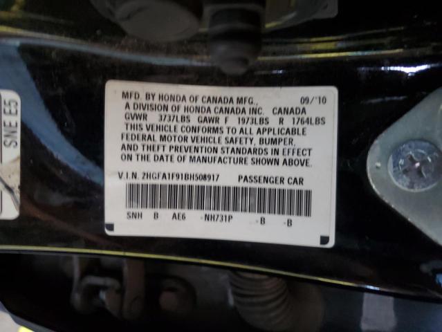 2HGFA1F91BH508917 - 2011 HONDA CIVIC EXL BLACK photo 12