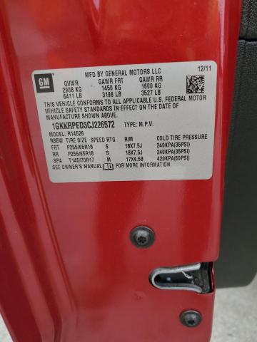 1GKKRPED3CJ226572 - 2012 GMC ACADIA SLE 勃艮第红 照片 13