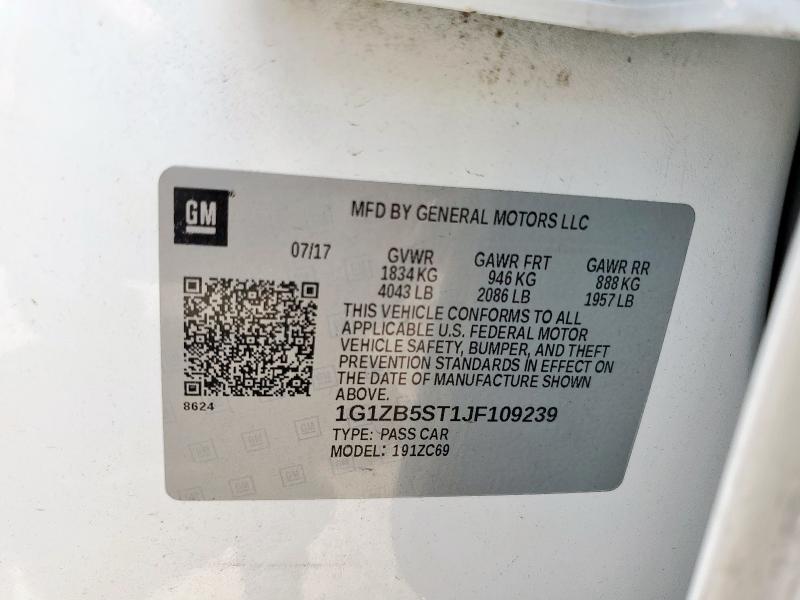 1G1ZB5ST1JF109239 - 2018 CHEVROLET MALIBU LS Білий фото 12