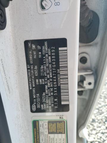 5XXGN4A71FG438892 - 2015 KIA OPTIMA EX WHITE photo 12