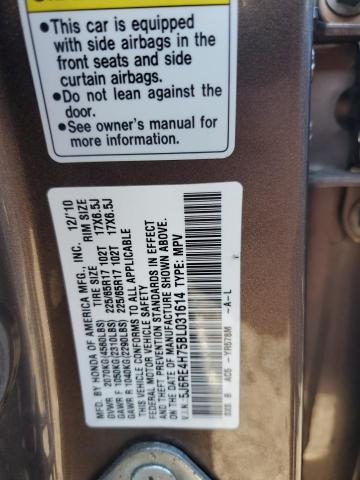 5J6RE4H75BL031614 - 2011 HONDA CR-V EXL GRAY photo 13