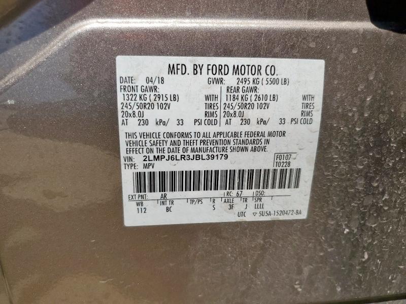 2LMPJ6LR3JBL39179 - 2018 LINCOLN MKX RESERVE Brun photo 14