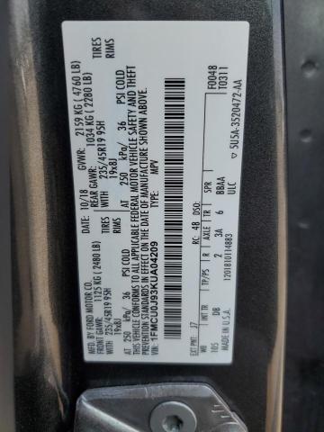 1FMCU0J93KUA04209 - 2019 FORD ESCAPE TITANIUM ნაცრისფერი ფოტო 13