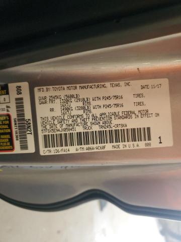 5TFSX5EN4JX058451 - 2018 TOYOTA TACOMA ACCESS CAB Srebrny zdjęcie 12