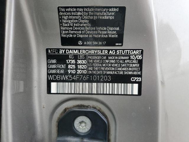 WDBWK54F76F101203 - 2006 MERCEDES-BENZ SLK 280 თაფლისფერი ფოტო 12