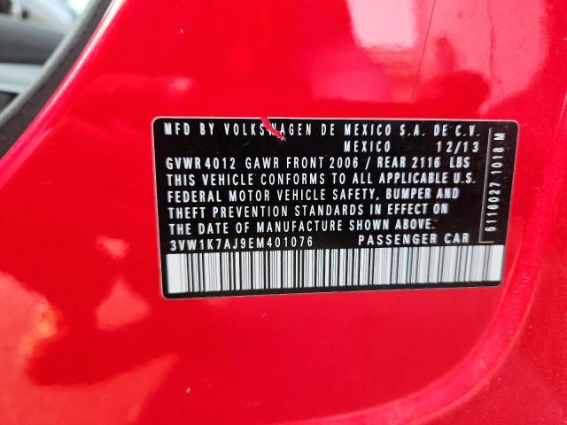 3VW1K7AJ9EM401076 - 2014 VOLKSWAGEN JETTA BASE RED photo 12