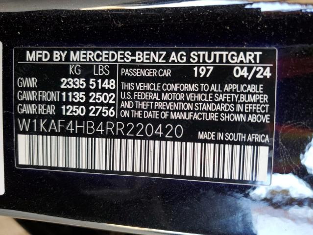W1KAF4HB4RR220420 - 2024 MERCEDES-BENZ C 300 4MATIC BLACK photo 12