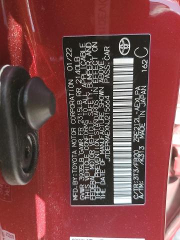 JTDEPMAEXNJ215664 - 2022 TOYOTA COROLLA LE BURGUNDY photo 12