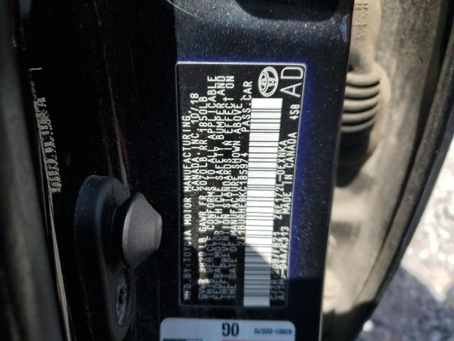 2T1BURHE8KC185974 - 2019 TOYOTA COROLLA L Noir photo 12