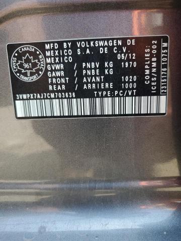 3VWPX7AJ7CM703636 - 2012 VOLKSWAGEN JETTA S SILVER photo 12