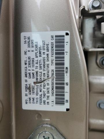 1HGCM66587A078426 - 2007 HONDA ACCORD EX BEIGE photo 12