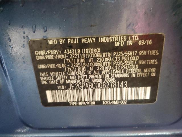 JF2GPABC0G8278143 - 2016 SUBARU CROSSTREK PREMIUM 蓝色 照片 13