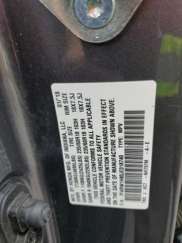 7FARW1H80JE018740 - 2018 HONDA CR-V EXL GRAY photo 12