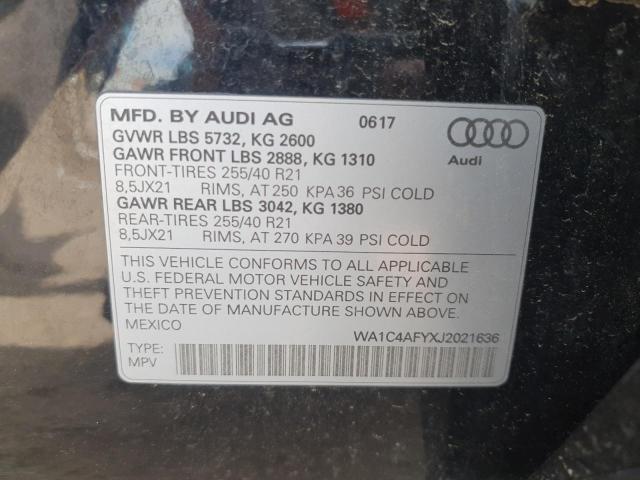 WA1C4AFYXJ2021636 - 2018 AUDI SQ5 PRESTIGE BLACK photo 13