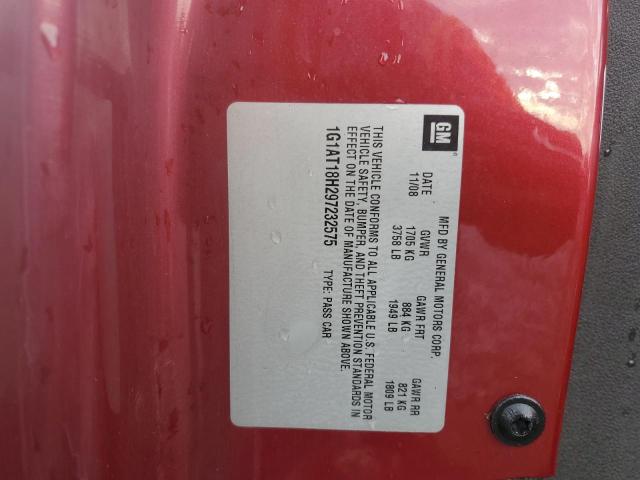 1G1AT18H297232575 - 2009 CHEVROLET COBALT LT RED photo 12