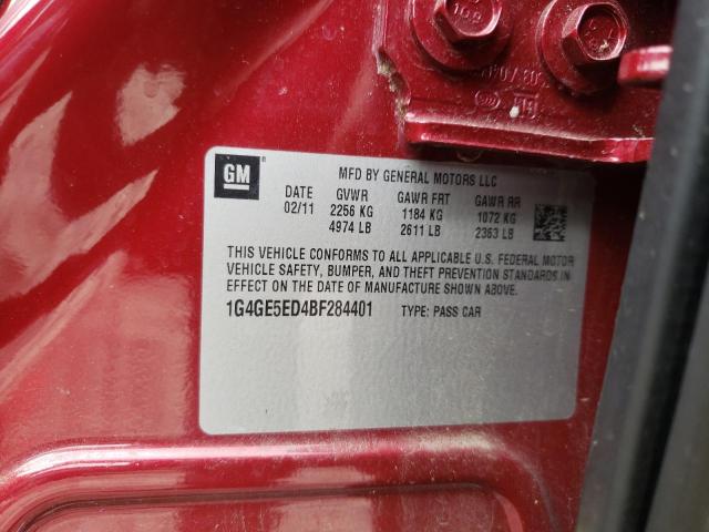 1G4GE5ED4BF284401 - 2011 BUICK LACROSSE CXS Bordo foto 12
