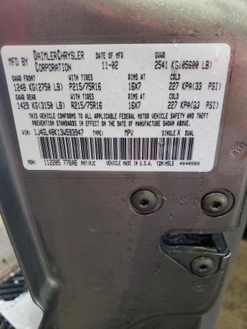 1J4GL48K13W593947 - 2003 JEEP LIBERTY SPORT TAN photo 13