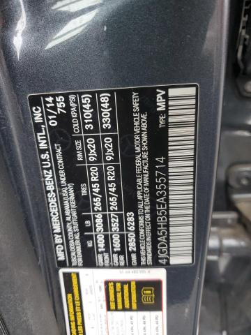 4JGDA5HB5EA355714 - 2014 MERCEDES-BENZ ML 350 4MATIC GRAY photo 13