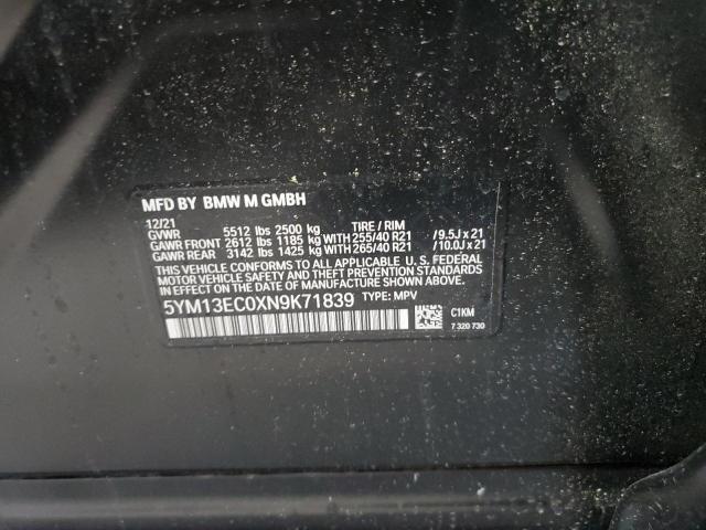 5YM13EC0XN9K71839 - 2022 BMW X3 M BLACK photo 13