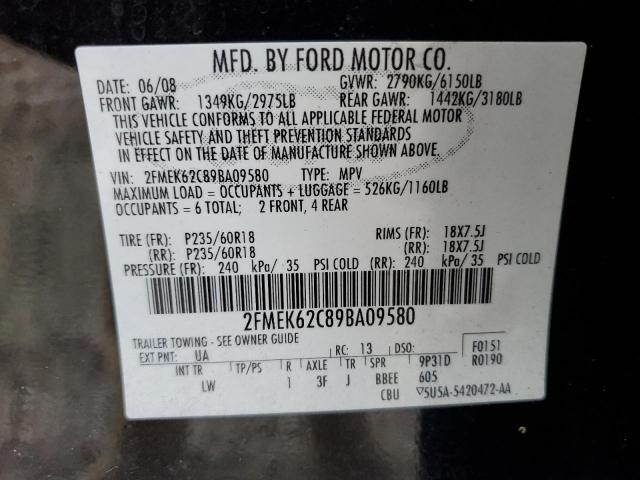 2FMEK62C89BA09580 - 2009 FORD FLEX SEL BLACK photo 13