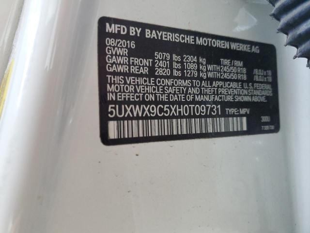 5UXWX9C5XH0T09731 - 2017 BMW X3 XDRIVE28I WHITE photo 13