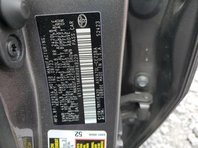 4T1T11AKXRU849229 - 2024 TOYOTA CAMRY SE NIGHT SHADE GRAY photo 12