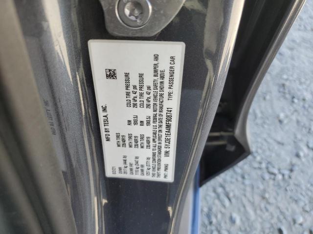 5YJ3E1EA4MF908741 - 2021 TESLA MODEL 3 灰色 照片 12