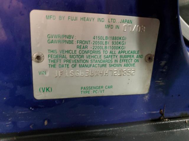 JF1SG636X4H721852 - 2004 SUBARU FORESTER 2.5X 蓝色 照片 13