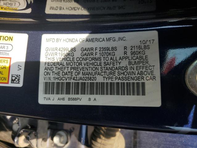 1HGCV1F42JA025820 - 2018 HONDA ACCORD EX Mavi foto 12