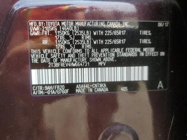 2T3BFREV4HW664731 - 2017 TOYOTA RAV4 LE Lila Foto 13