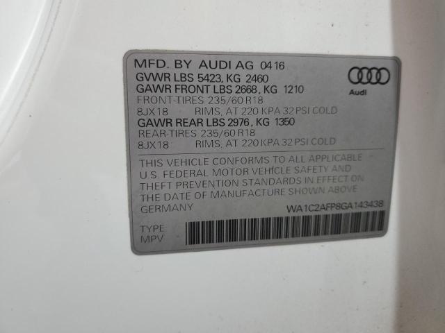 WA1C2AFP8GA143438 - 2016 AUDI Q5 PREMIUM WHITE photo 13