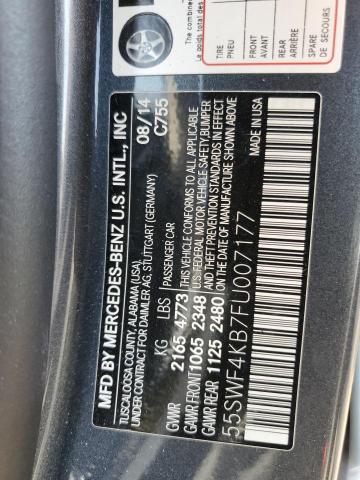 55SWF4KB7FU007177 - 2015 MERCEDES-BENZ C 300 4MATIC GRAY photo 12