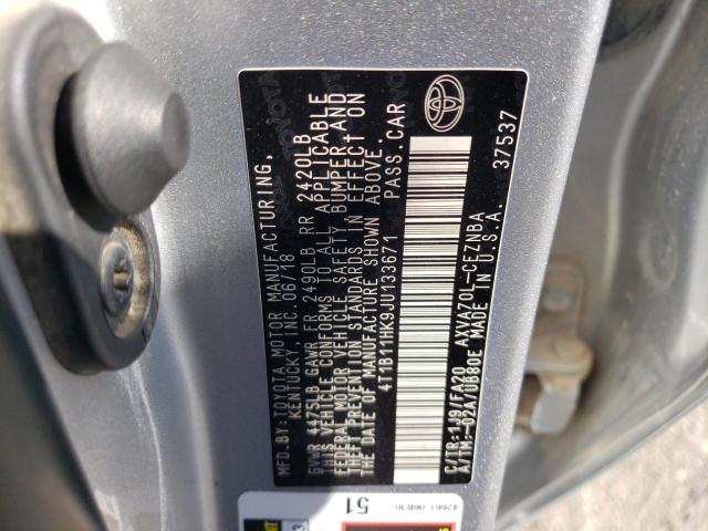4T1B11HK9JU133671 - 2018 TOYOTA CAMRY L 银色 照片 12