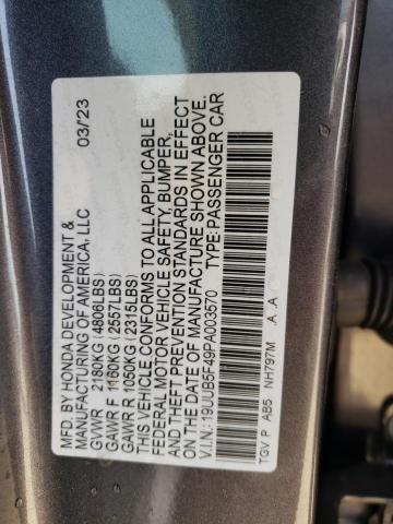 19UUB5F49PA003570 - 2023 ACURA TLX TECHNOLOGY GRAY photo 13