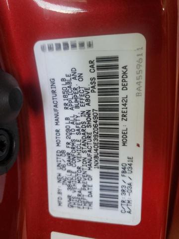 1NXBU40E39Z064907 - 2009 TOYOTA COROLLA BASE 红色 照片 12