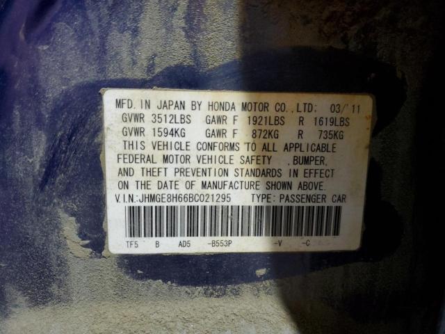 JHMGE8H66BC021295 - 2011 HONDA FIT SPORT BLUE photo 13