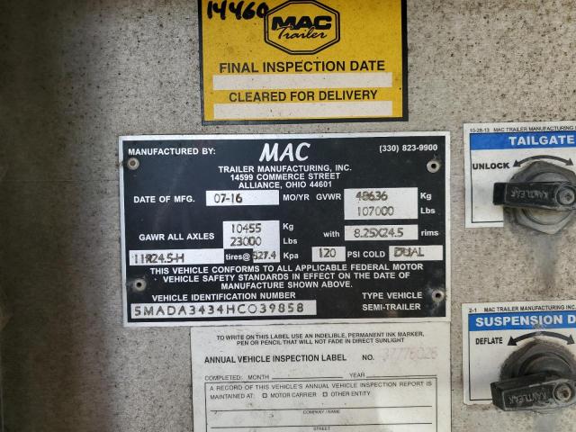 5MADA3434HC039858 - 2017 MAC TRAILER SILVER photo 10