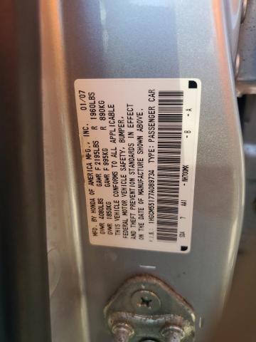 1HGCM55177A089734 - 2007 HONDA ACCORD VALUE SILVER photo 12