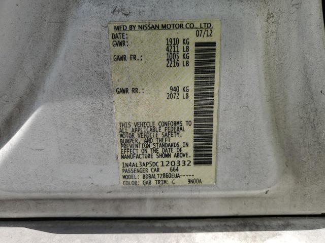 1N4AL3AP5DC120332 - 2013 NISSAN ALTIMA 2.5 WHITE photo 12