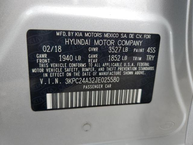 3KPC24A32JE025580 - 2018 HYUNDAI ACCENT SE Gümüş foto 12