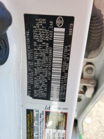 4T1BF1FK5CU526882 - 2012 TOYOTA CAMRY BASE 白色 照片 12