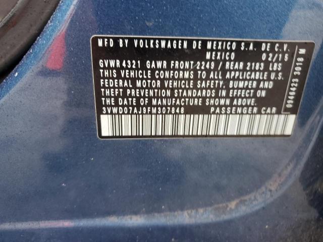 3VWD07AJ9FM307848 - 2015 VOLKSWAGEN JETTA SE Blau Foto 12