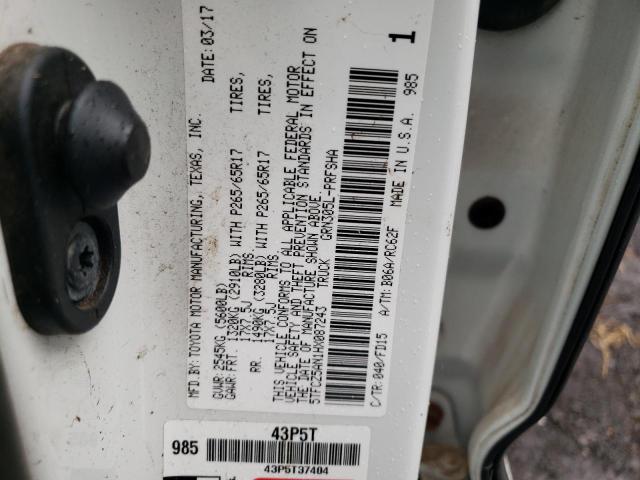 5TFCZ5AN1HX087243 - 2017 TOYOTA TACOMA DOUBLE CAB თეთრი ფოტო 12