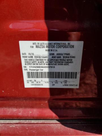 1YVHZ8BH6A5M37915 - 2010 MAZDA 6 I BURGUNDY photo 12