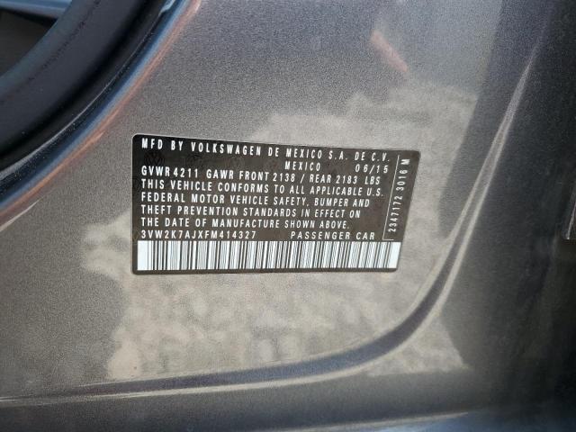 3VW2K7AJXFM414327 - 2015 VOLKSWAGEN JETTA BASE CHARCOAL photo 12