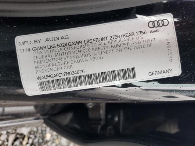 WAUHGAFC2FN034875 - 2015 AUDI A6 PRESTIGE أسود صورة 12