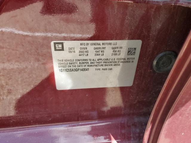 1G11C5SA3GF140641 - 2016 CHEVROLET MALIBU LIM LT Бордовый фото 13