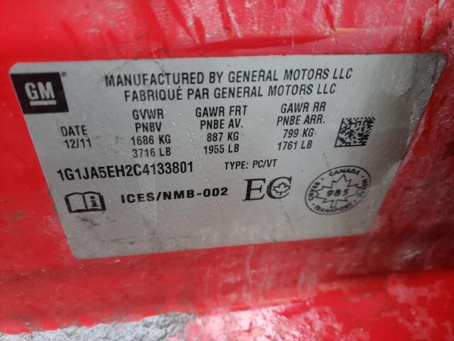 1G1JA5EH2C4133801 - 2012 CHEVROLET SONIC LS წითელი ფოტო 13
